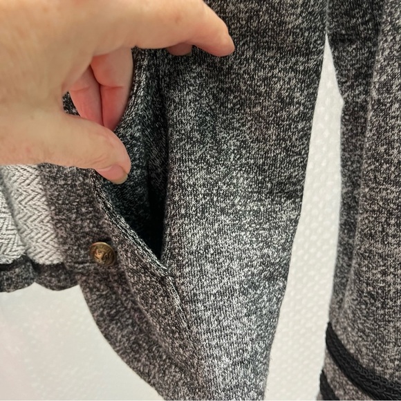 Tommy Hilfiger Black Marled open Front Military Sweatshirt Jacket Large - Picture 6 of 11